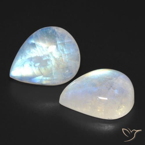 Gemas de Piedra lunar arcoíris Blanco azulado natural de 20.52 ct, En forma de pera, Transparente