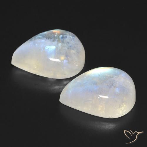 Gemas de Piedra lunar arcoíris Blanco azulado natural de 20.52 ct, En forma de pera, Transparente