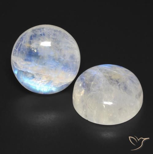 Gemas de Piedra lunar arcoíris Blanco azulado natural de 23.45 ct, Redondo, Transparente