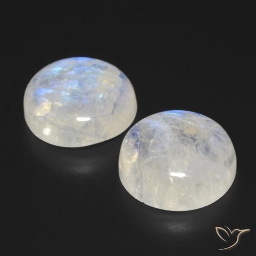 Gemas de Piedra lunar arcoíris Blanco azulado natural de 23.45 ct, Redondo, Transparente