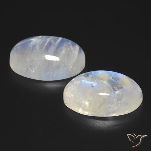 Gemas de Piedra lunar arcoíris Blanco azulado natural de 25.23 ct, Ovalada, Transparente
