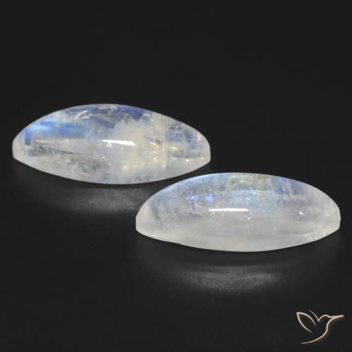 Gemas de Piedra lunar arcoíris Blanco azulado natural de 13.84 ct, Marquesa, Transparente