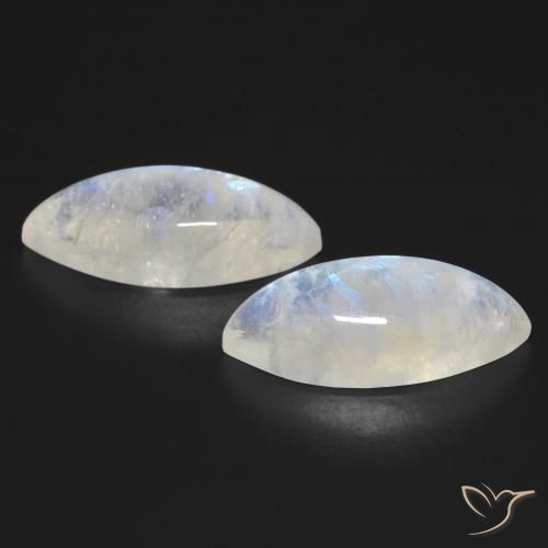 Gemas de Piedra lunar arcoíris Blanco azulado natural de 17.95 ct, Marquesa, Transparente