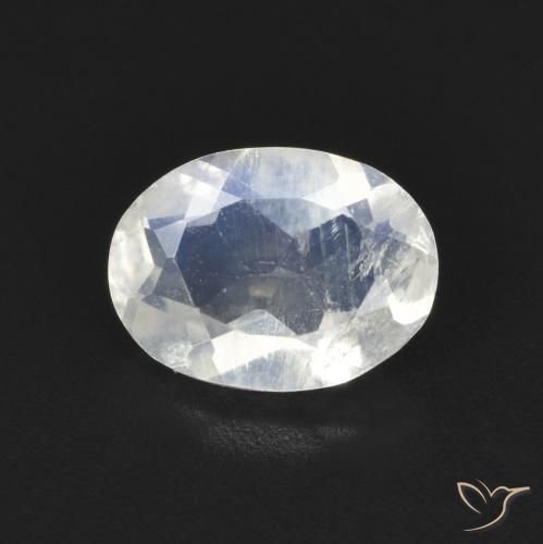 1.09ct Natural Blanco azulado Piedra lunar arcoíris, Ovalada, Transparente