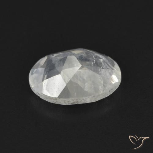 Piedra lunar arcoíris Blanco azulado natural de 1.09 ct, Ovalada, Transparente