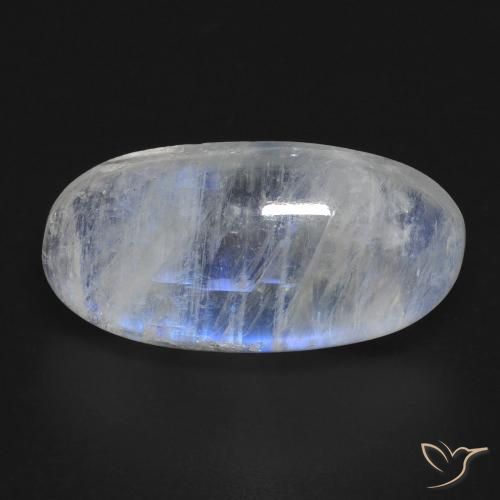 13.57ct Natural Blanco azulado Piedra lunar arcoíris, Ovalada, Transparente