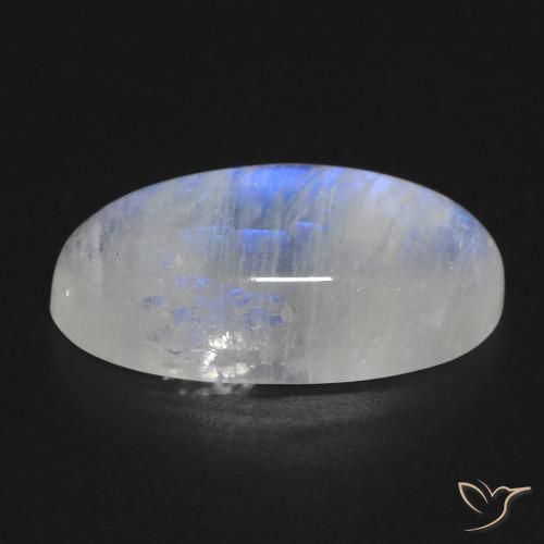 Piedra lunar arcoíris Blanco azulado natural de 13.57 ct, Ovalada, Transparente