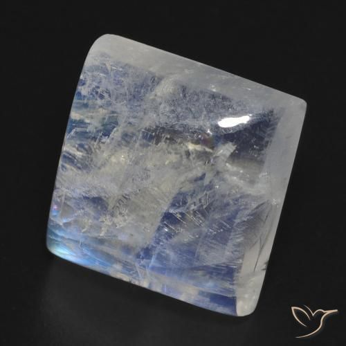 Piedra lunar arcoíris Blanco azulado natural de 10.41 ct, Cuadrado, Transparente