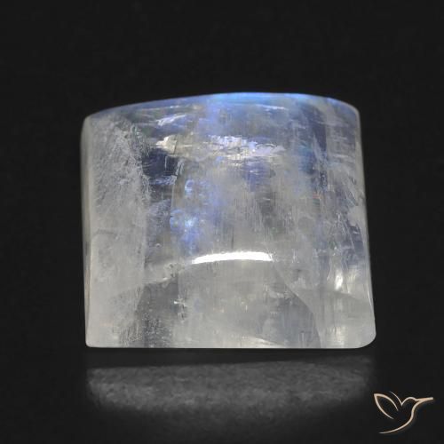 Piedra lunar arcoíris Blanco azulado natural de 10.41 ct, Cuadrado, Transparente