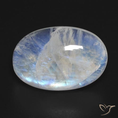 18.43ct Natural Blanco azulado Piedra lunar arcoíris, Ovalada, Transparente