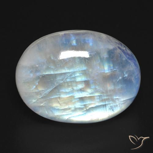 27.24ct Natural Blanco azulado Piedra lunar arcoíris, Ovalada, Transparente