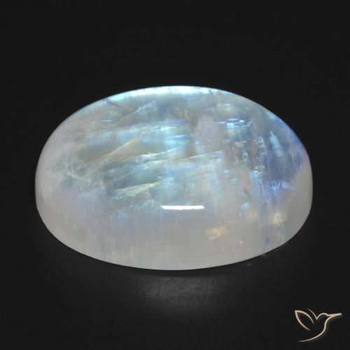 Piedra lunar arcoíris Blanco azulado natural de 27.24 ct, Ovalada, Transparente