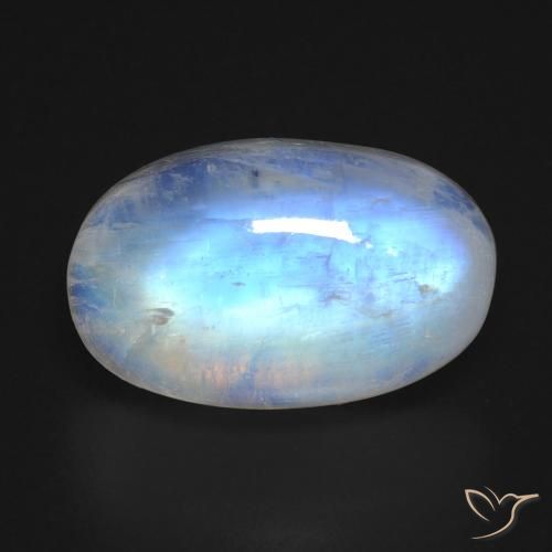 Piedra de luna arcoíris blanco natural de 15,84 ct, corte óvalo, transparente