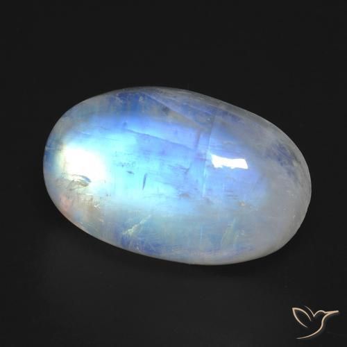 Piedra de luna arcoíris blanco natural de 15,84 ct, corte óvalo, transparente