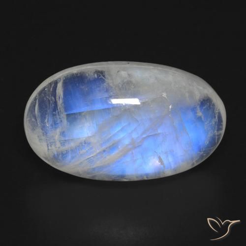 Piedra de luna arcoíris blanco natural de 17,81 ct, corte óvalo, transparente