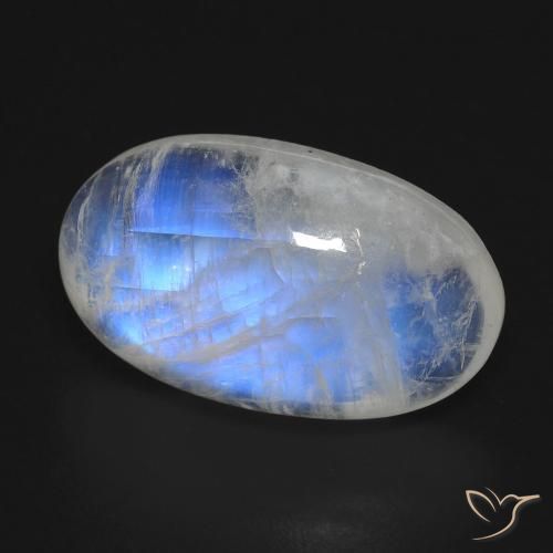 Piedra de luna arcoíris blanco natural de 17,81 ct, corte óvalo, transparente