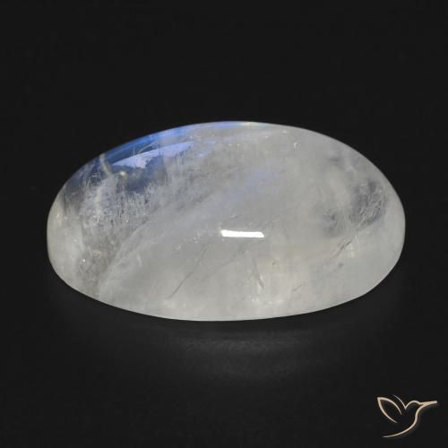 Piedra de luna arcoíris blanco natural de 17,81 ct, corte óvalo, transparente