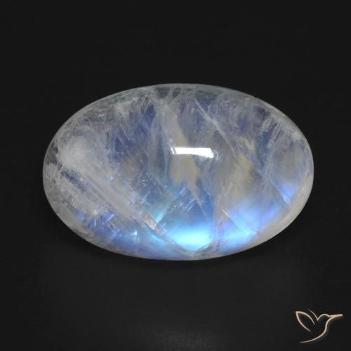 14.99ct Natural Blanco azulado Piedra lunar arcoíris, Ovalada, Transparente