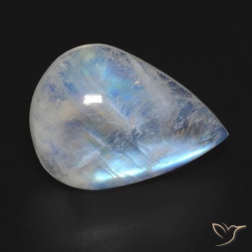 13.49ct Natural Blanco azulado Piedra lunar arcoíris, En forma de pera, Transparente