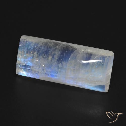 Piedra lunar arcoíris Blanco azulado natural de 11.11 ct, Corte Baguette, Transparente