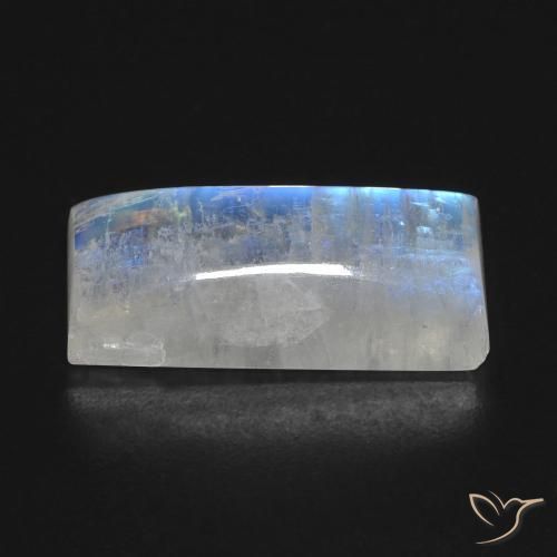 Piedra lunar arcoíris Blanco azulado natural de 11.11 ct, Corte Baguette, Transparente