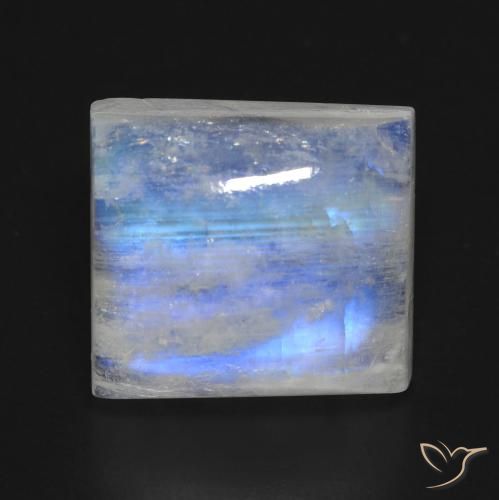12.07ct Natural Blanco azulado Piedra lunar arcoíris, Corte Baguette, Transparente