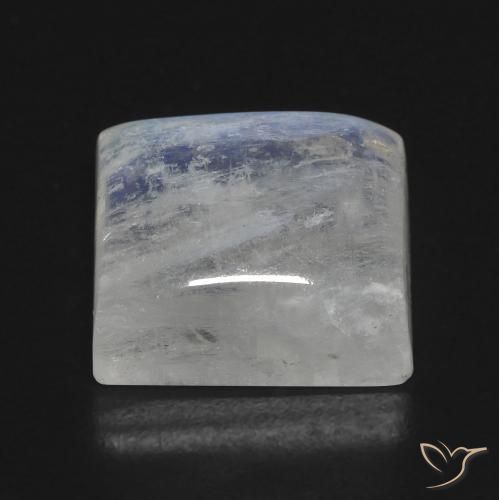 Piedra lunar arcoíris Blanco azulado natural de 12.07 ct, Corte Baguette, Transparente