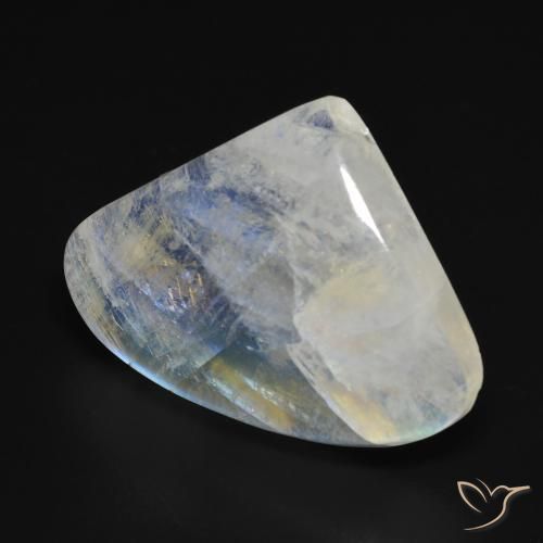 Piedra lunar arcoíris Blanco azulado natural de 16.04 ct, En forma de pera, Transparente