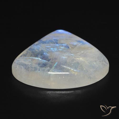Piedra lunar arcoíris Blanco azulado natural de 16.04 ct, En forma de pera, Transparente