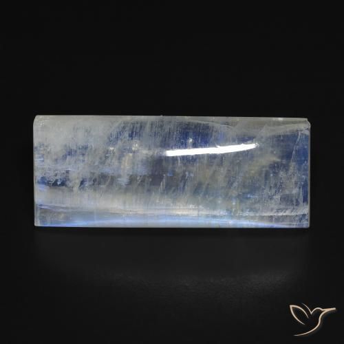 13.71ct Natural Blanco azulado Piedra lunar arcoíris, Corte Baguette, Transparente