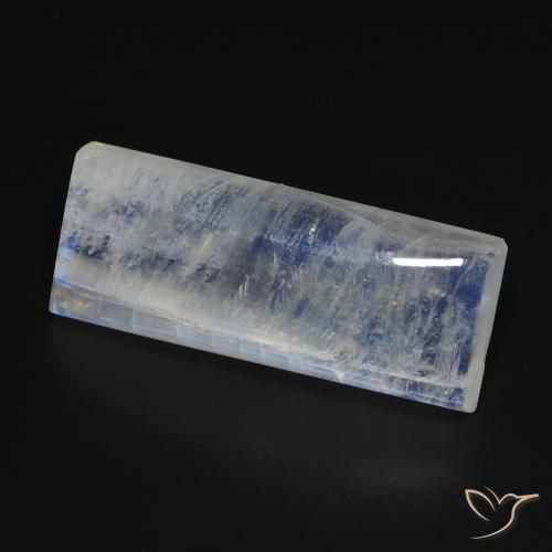 Piedra lunar arcoíris Blanco azulado natural de 13.71 ct, Corte Baguette, Transparente