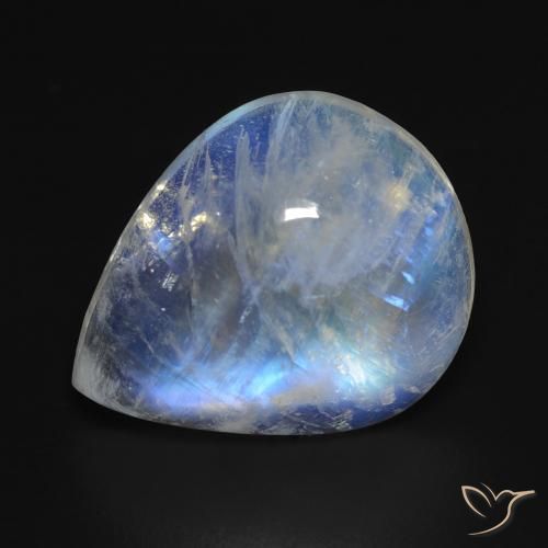9.14ct Natural Blanco azulado Piedra lunar arcoíris, En forma de pera, Transparente