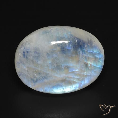 15.57ct Natural Blanco azulado Piedra lunar arcoíris, Ovalada, Transparente