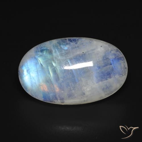 13.28ct Natural Blanco azulado Piedra lunar arcoíris, Ovalada, Transparente