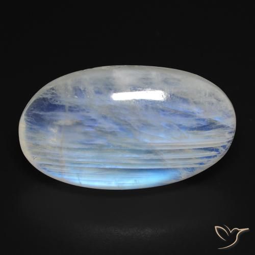 25.43ct Natural Blanco azulado Piedra lunar arcoíris, Ovalada, Transparente