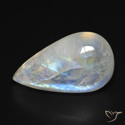 13.40ct Natural Blanco azulado Piedra lunar arcoíris, En forma de pera, Transparente