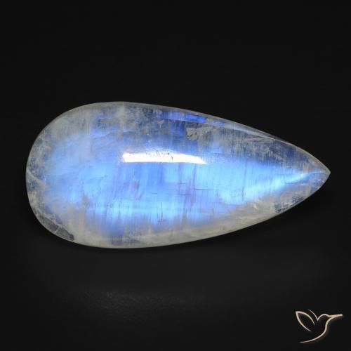 10.97ct Natural Blanco azulado Piedra lunar arcoíris, En forma de pera, Transparente
