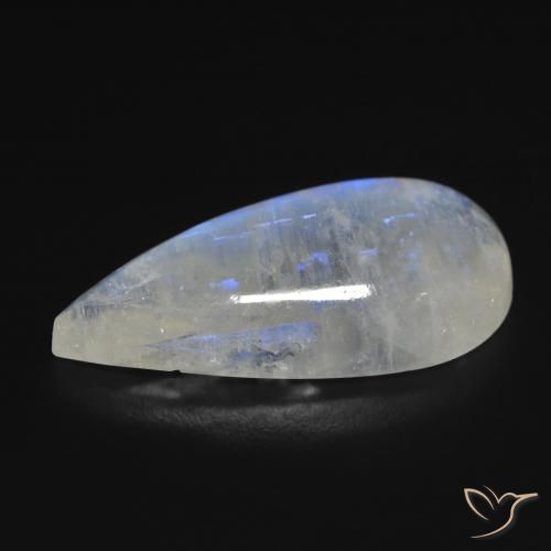 Piedra lunar arcoíris Blanco azulado natural de 10.97 ct, En forma de pera, Transparente
