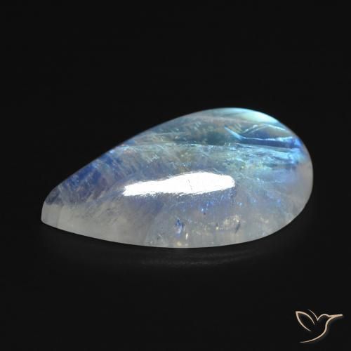 Piedra de luna arcoíris blanco natural de 8,18 ct, en forma de pera, transparente
