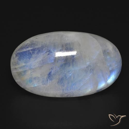 17.81ct Natural Blanco azulado Piedra lunar arcoíris, Ovalada, Transparente