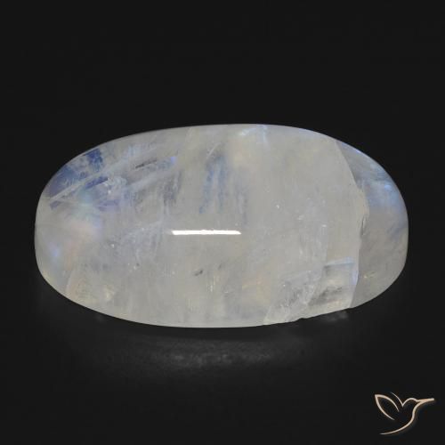 Piedra lunar arcoíris Blanco azulado natural de 17.81 ct, Ovalada, Transparente