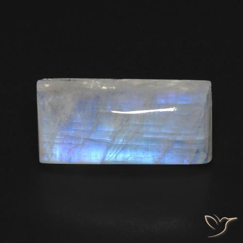 7.29ct Natural Blanco azulado Piedra lunar arcoíris, Corte Baguette, Transparente