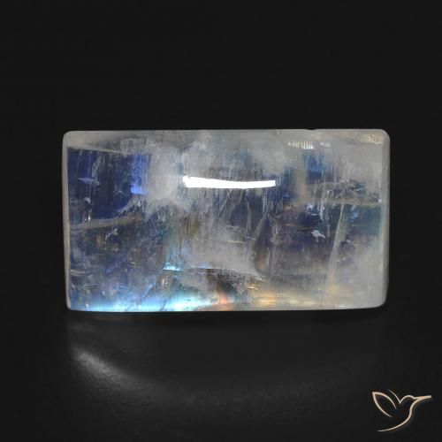 7.85ct Natural Blanco azulado Piedra lunar arcoíris, Corte Baguette, Transparente