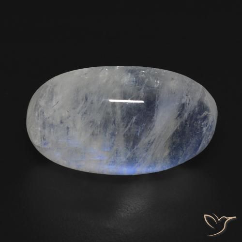 12.73ct Natural Blanco azulado Piedra lunar arcoíris, Ovalada, Transparente