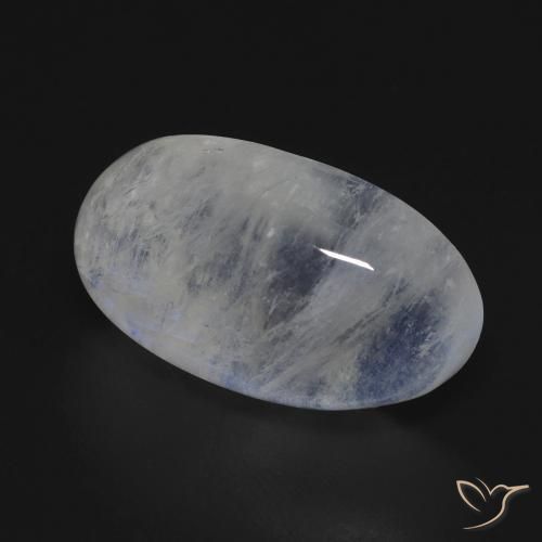 Piedra lunar arcoíris Blanco azulado natural de 12.73 ct, Ovalada, Transparente