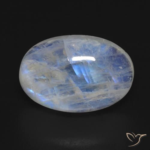 17.11ct Natural Blanco azulado Piedra lunar arcoíris, Ovalada, Transparente
