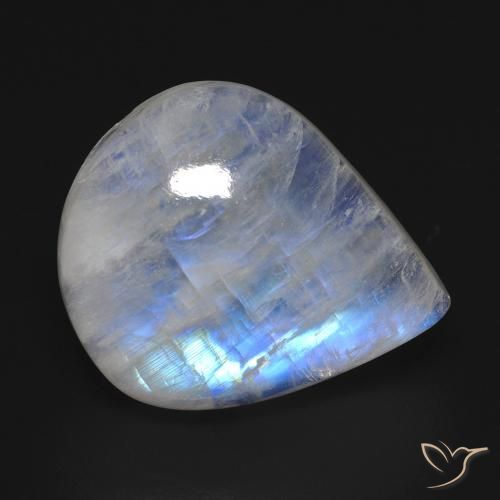 16.02ct Natural Blanco azulado Piedra lunar arcoíris, En forma de pera, Transparente