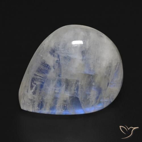 Piedra lunar arcoíris Blanco azulado natural de 16.02 ct, En forma de pera, Transparente