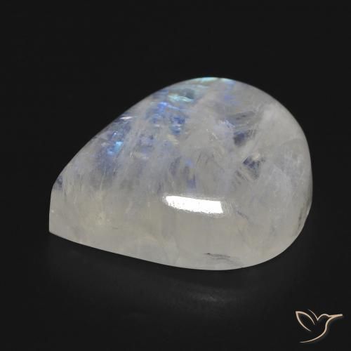 Piedra lunar arcoíris Blanco azulado natural de 16.02 ct, En forma de pera, Transparente