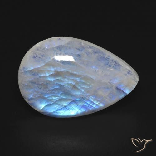 9.96ct Natural Blanco azulado Piedra lunar arcoíris, En forma de pera, Transparente